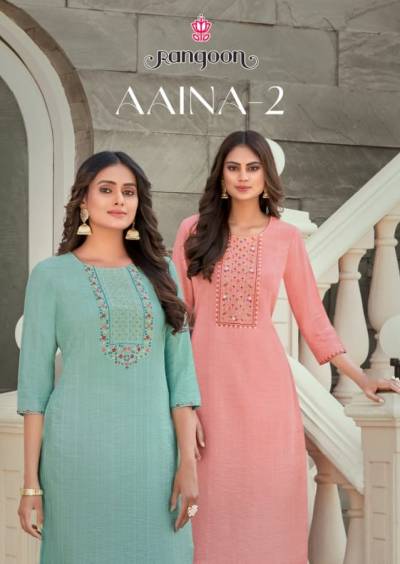 Aaina Vol 2 By Rangoon Designer Embroidery Kurti Collection